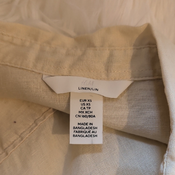 H&M Linen Shirt in Yellow/Cream - Picture 3 of 3